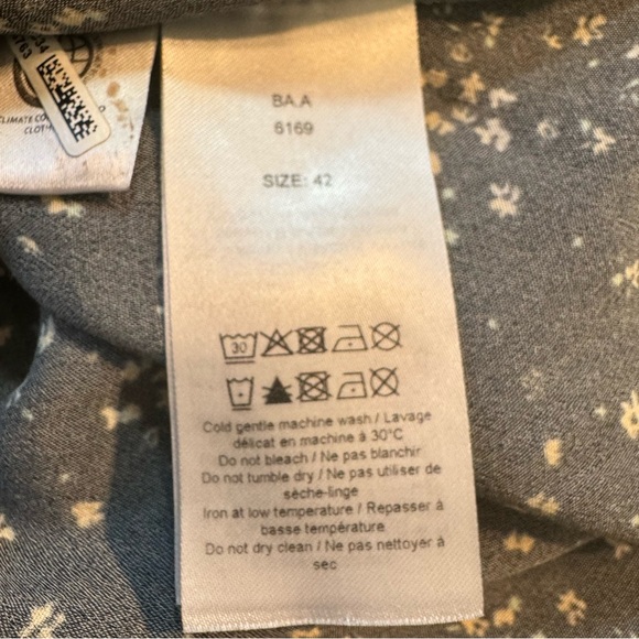 GANNI V-Neck Black Floral Print Collared Long Sleeve Button Down Shirt - Picture 5 of 6